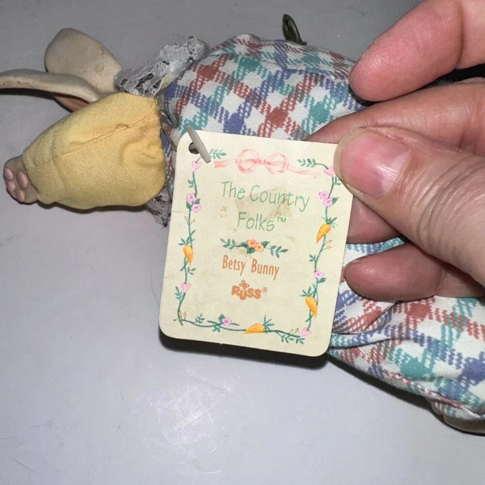 NWT Vintage Russ Berrie The Country Folks Betsy Bunny Easter Bunny - 8
